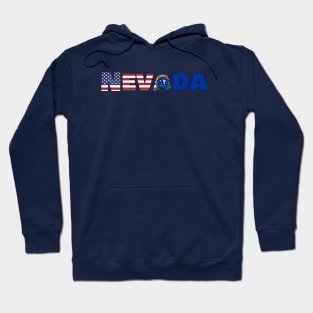 Nevada State Flag/ American Flag Logo Hoodie